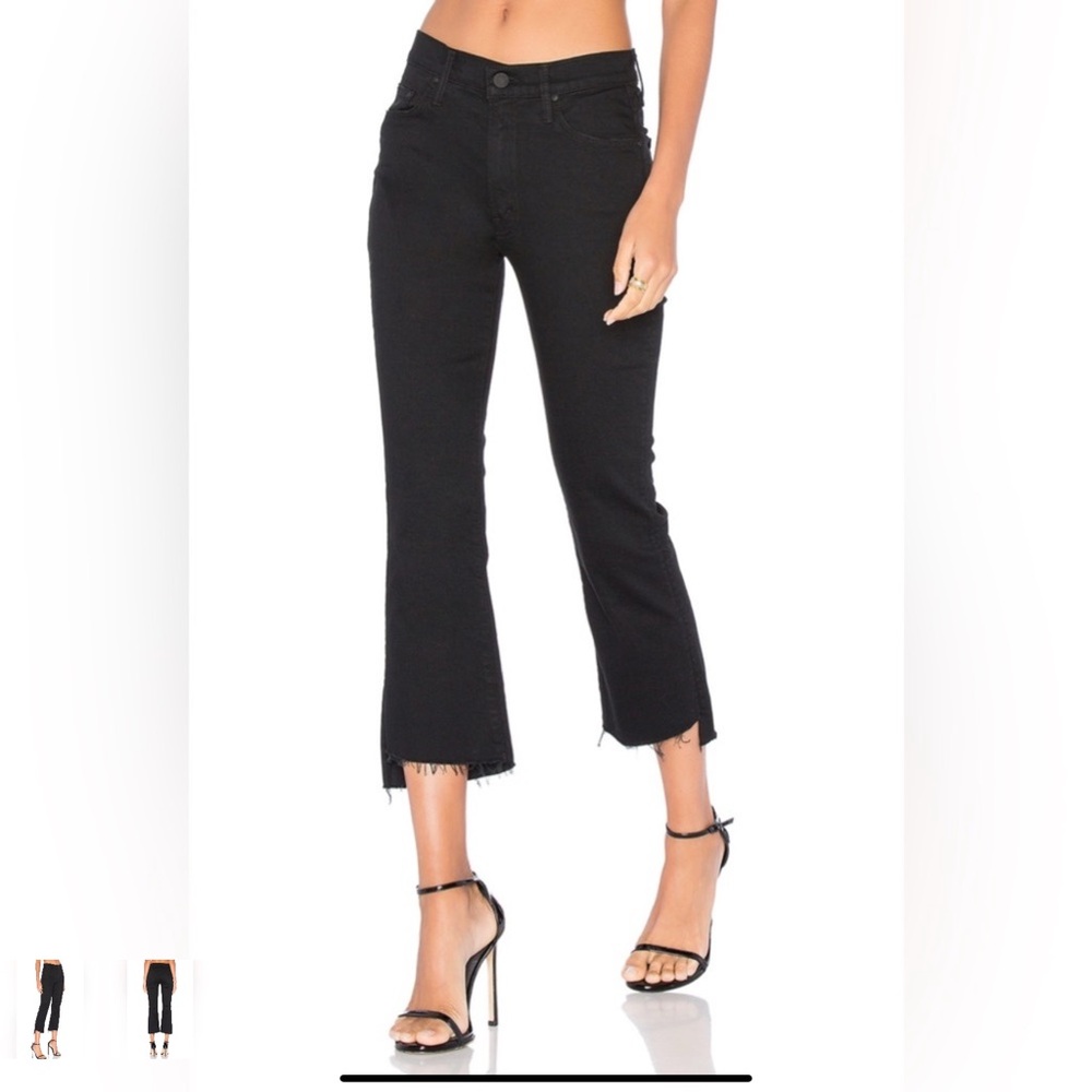 MOTHER The Hustler Ankle Fray Jeans Not Guilty Black High Rise Flare Size 26 NWT